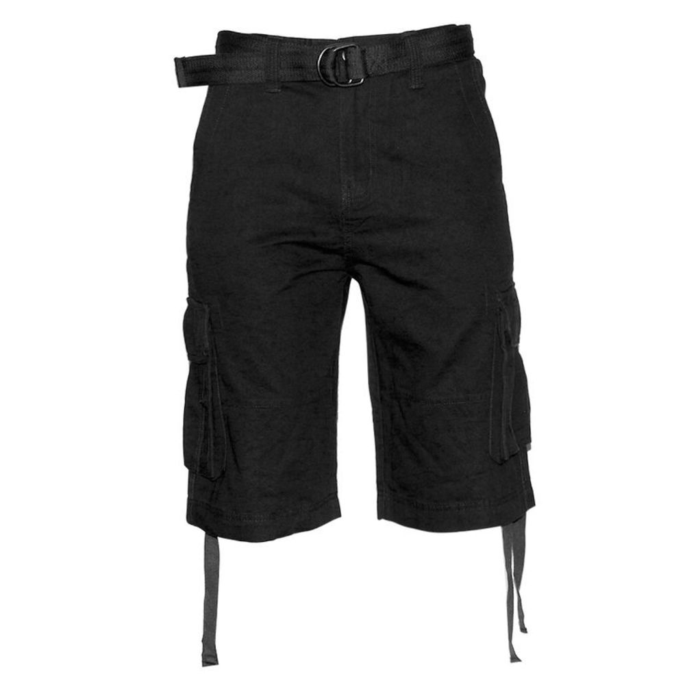 Men's Cargo Shorts Pocket Lightweight Cotton Belted Cargo Shorts Black